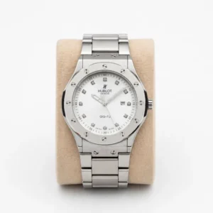 Men’s Semi-Automatic Stainless Steel Watch – Silver Strap | Waterproof Analog Watch with Date & Secure Lock