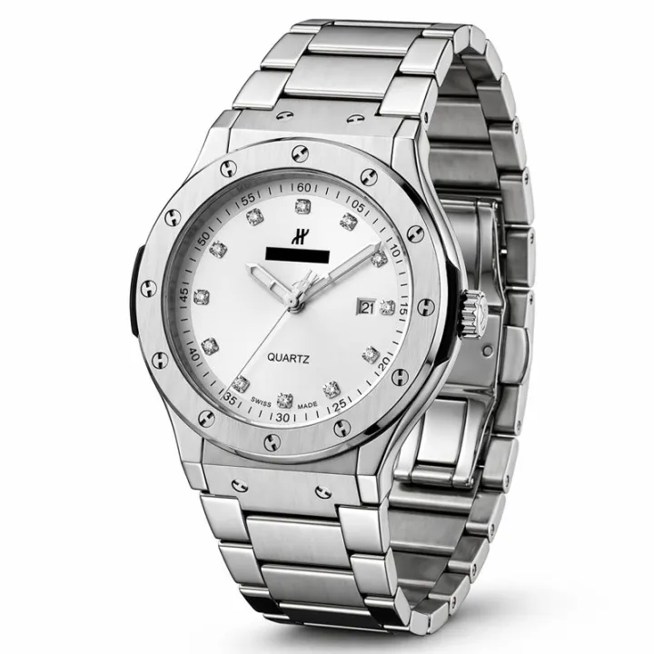Men’s Semi-Automatic Stainless Steel Watch – Silver Strap | Waterproof Analog Watch with Date & Secure Lock
