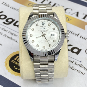 Rolex Datejust 41 Silver Dial Men’s Watch – Fluted Bezel with Diamond Markers