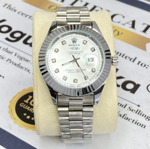 Rolex Datejust 41 Silver Dial Men’s Watch – Fluted Bezel with Diamond Markers Rolex Datejust 41 Silver Dial Men’s Watch – Fluted Bezel with Diamond Markers