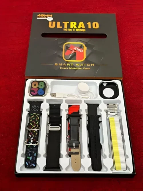 10-in-1 Ultra Watch 49mm – Space Aluminum Case Multi-Strap Smartwatch Bundle