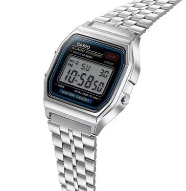 casio 2 Casio A168WA-1WDF Vintage Digital Watch – Silver Stainless Steel Bracelet | Retro LED Unisex Wristwatch for Men & Teens
