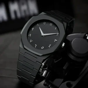 designer Aura Men’s Stylish Watch – Arabic Dial Black & Blue Luxury Wristwatch | Perfume Design Gift Box Edition