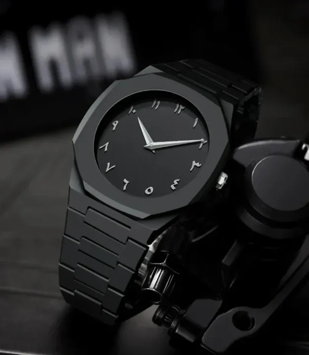 designer Aura Men’s Stylish Watch – Arabic Dial Black & Blue Luxury Wristwatch | Perfume Design Gift Box Edition