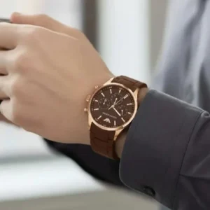 Emporio Armani Style Men’s Watch – Premium Leather Strap Quartz Luxury Wristwatch