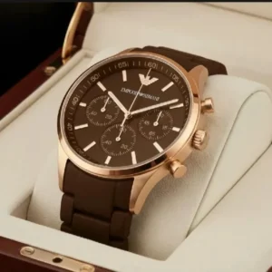 Emporio Armani Style Men’s Watch – Premium Leather Strap Quartz Luxury Wristwatch