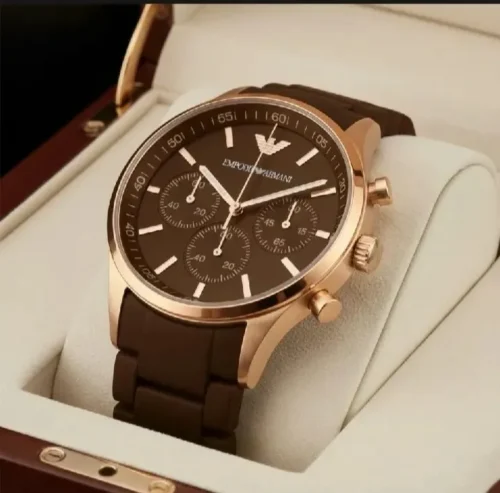Emporio Armani Style Men’s Watch – Premium Leather Strap Quartz Luxury Wristwatch