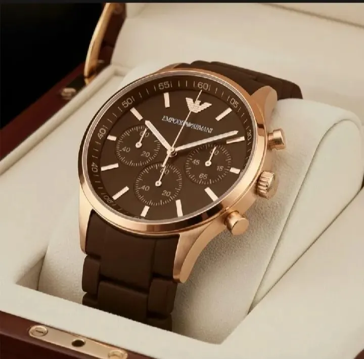 Emporio Armani Style Men’s Watch – Premium Leather Strap Quartz Luxury Wristwatch