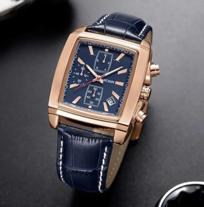 megir watch MEGIR ML2028 Square Chronograph Men’s Watch – Quartz Tank Style Luxury Classy Wristwatch