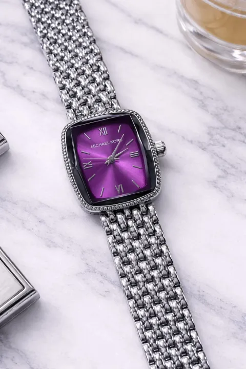 Michael Kors Women’s Luxury Square Dial Watch – Elegant Metal Chain Strap Premium Wristwatch