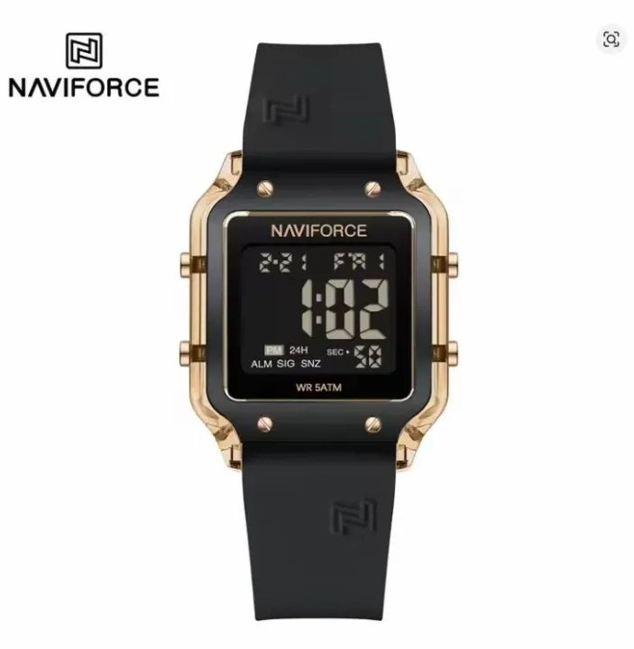 naviforce watch Naviforce NF6105 Women’s Digital Watch – Rose Gold Stylish Silicon Strap Fashion Wristwatch for Girls