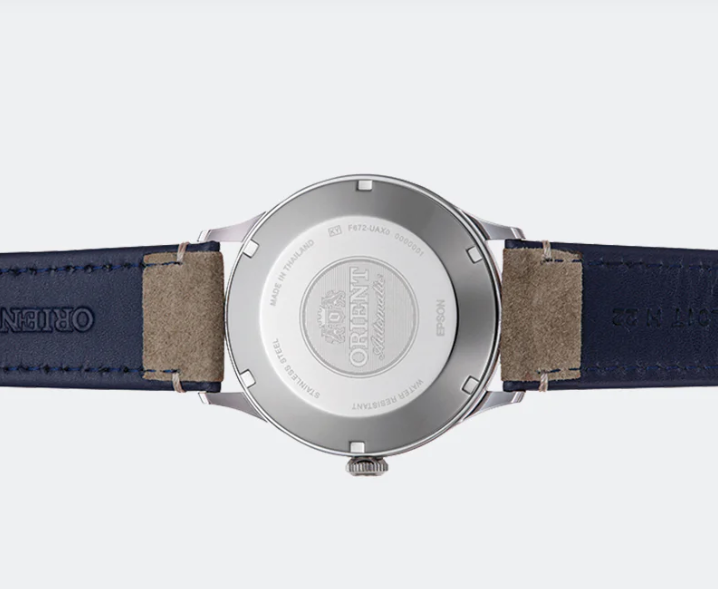 orient watch2 Orient RA-AC0P02L Automatic Watch 42mm – Navy Dial Silver Case Brown Leather Strap