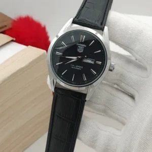 tag heuer watches TAG Heuer Carrera Calibre Watch for Men – Elegant Day Date Brass Case Leather Strap