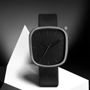 tomi watch TOMI Minimalist Square Watch – Unisex Black & White Fashion Quartz Wristwatch