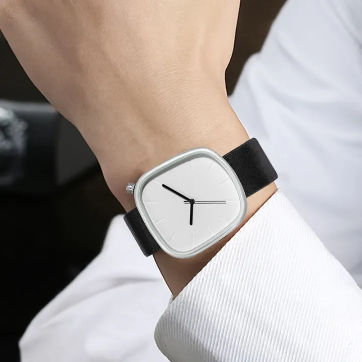tomi watch1 TOMI Minimalist Square Watch – Unisex Black & White Fashion Quartz Wristwatch