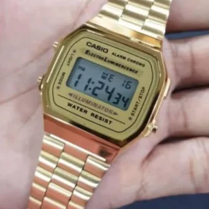 Casio Vintage Digital Watch – Gold Stainless Steel, Unisex, Water-Resistant Design