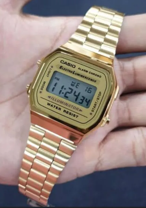 Casio Vintage Digital Watch – Gold Stainless Steel, Unisex, Water-Resistant Design