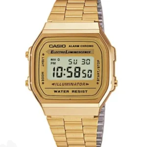 Casio Vintage Digital Watch – Gold Stainless Steel, Unisex, Water-Resistant Design
