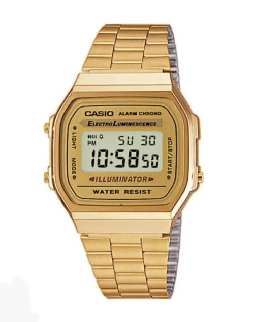 Casio Vintage Digital Watch – Gold Stainless Steel, Unisex, Water-Resistant Design